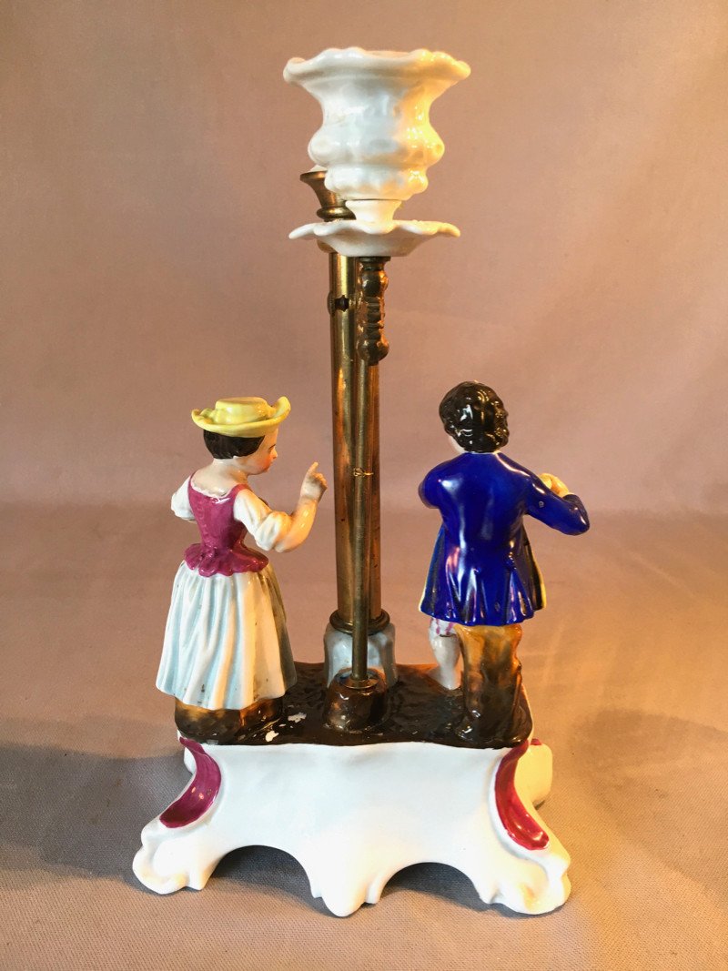 19th Century Porcelain Screen Candlestick-photo-3