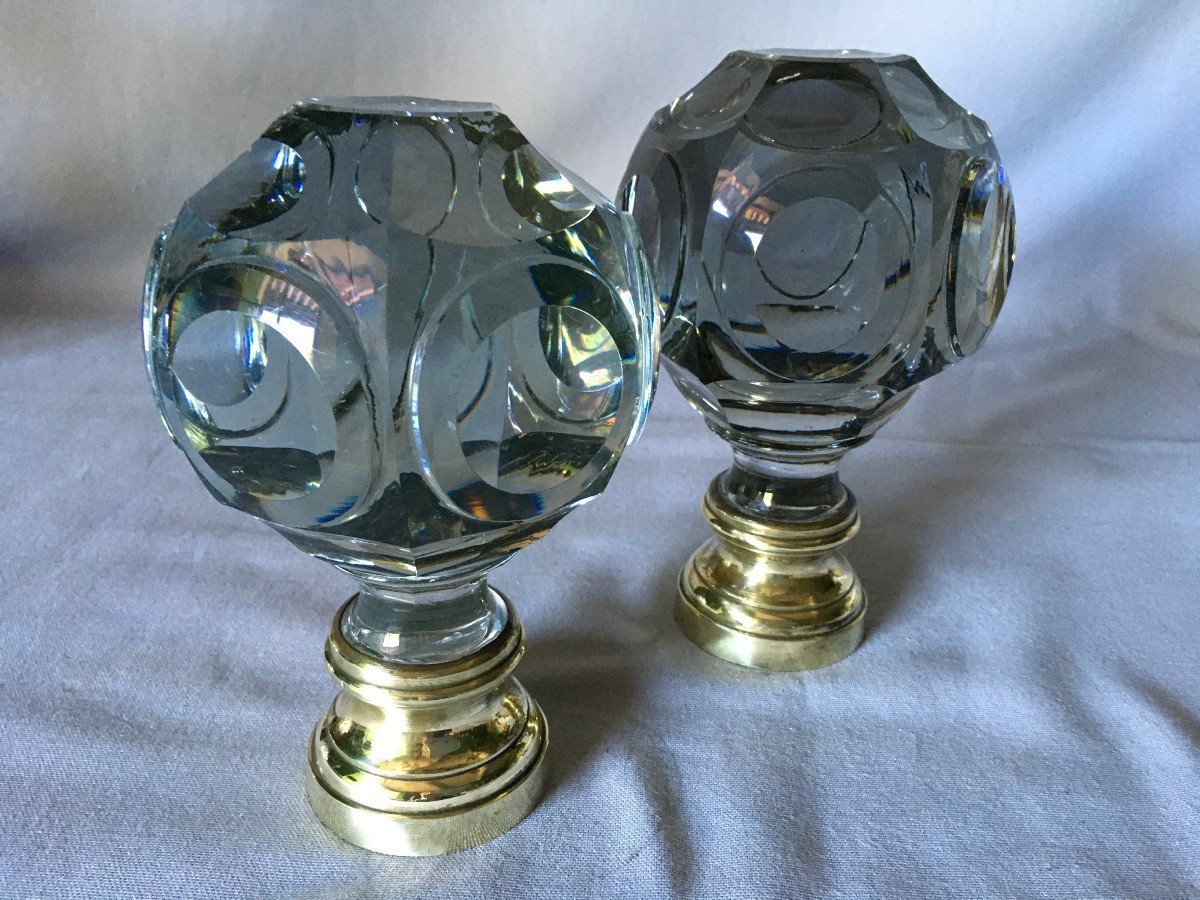 Two Smoked Crystal Stair Balls