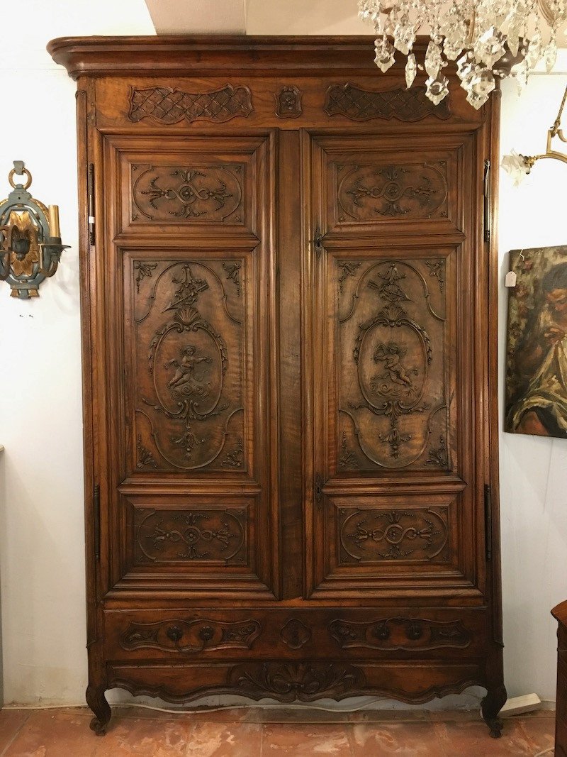 Façade d'Armoire En Noyer Début XVIIIe-photo-6