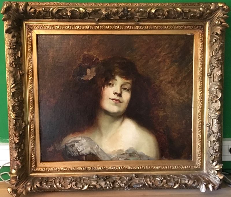 Oil Painting On Canvas Portrait Young Woman Art Nouveau-photo-3