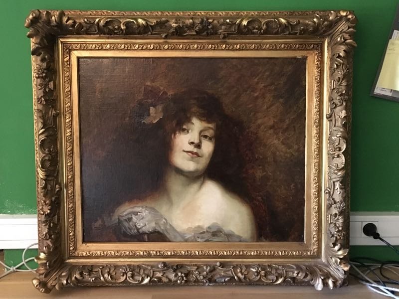 Oil Painting On Canvas Portrait Young Woman Art Nouveau-photo-4