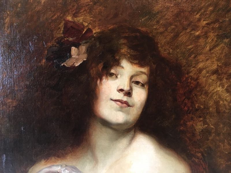 Oil Painting On Canvas Portrait Young Woman Art Nouveau