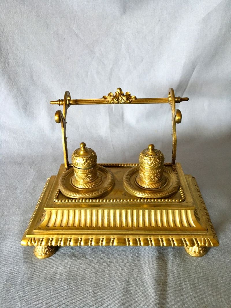 Nineteenth Gilt Bronze Restoration Style Inkwell