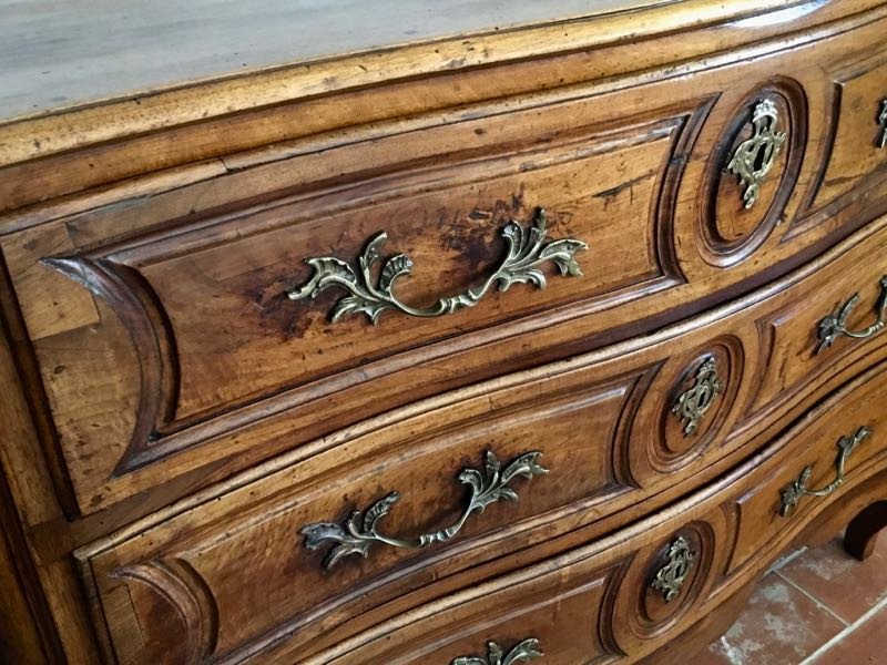 Louis XV Curved Commode In Walnut Eighteenth-photo-3