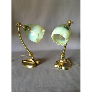 Pair Of Art Nouveau Benson Type Lamps