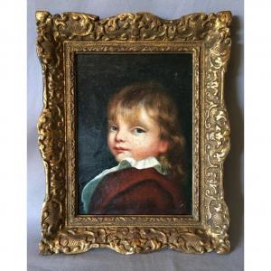 Oil On Canvas Eighteenth Portrait Young Boy