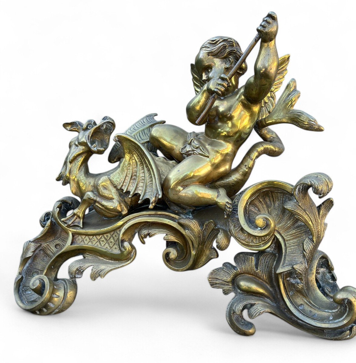 Pair Of Bronze Andirons-photo-4