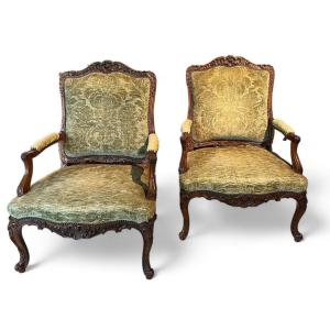 Paire De Fauteuils Style Louis XV