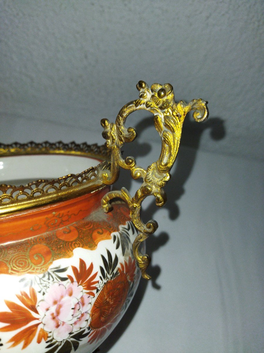 Japanese-style Flowerpot On Tripod Base In Gilded Bronze, 19th Century-photo-2