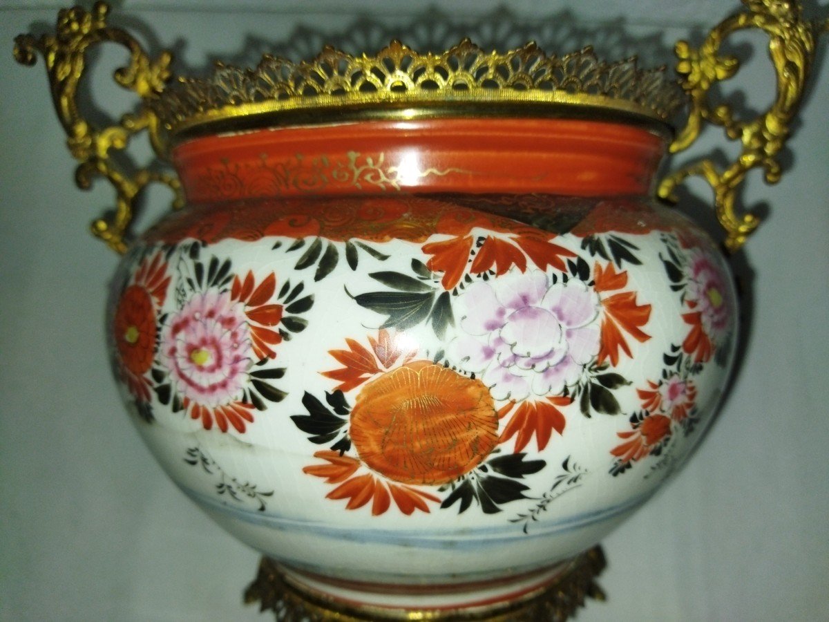 Japanese-style Flowerpot On Tripod Base In Gilded Bronze, 19th Century-photo-4