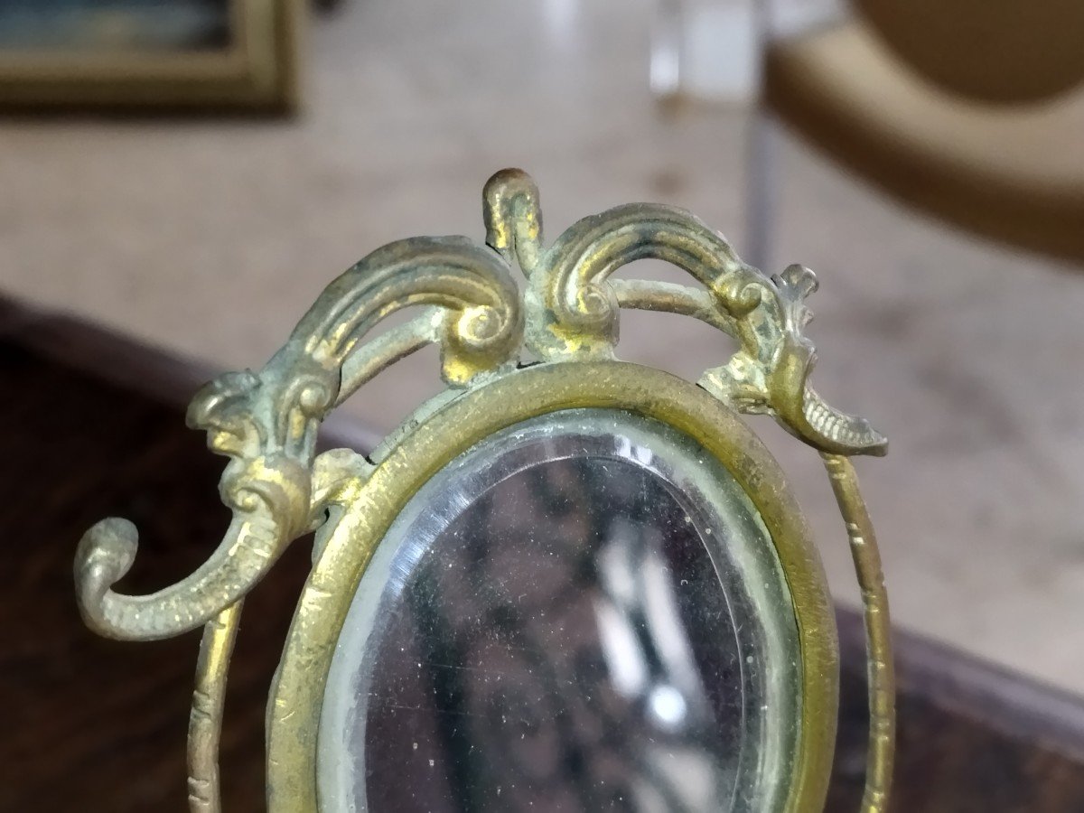 Antique Ring Sizer In Blown Glass And Its Beveled Mirror 19th Century-photo-3