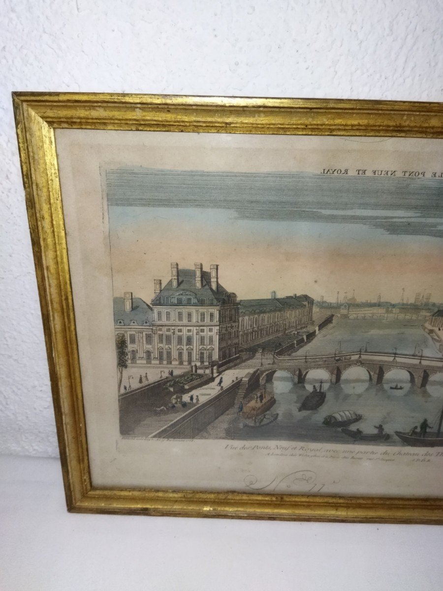 Vue d'Optique De Paris Et Son Cadre Doré :  Les Tuileries, Le Pont Neuf, Le Pont Royal-photo-2