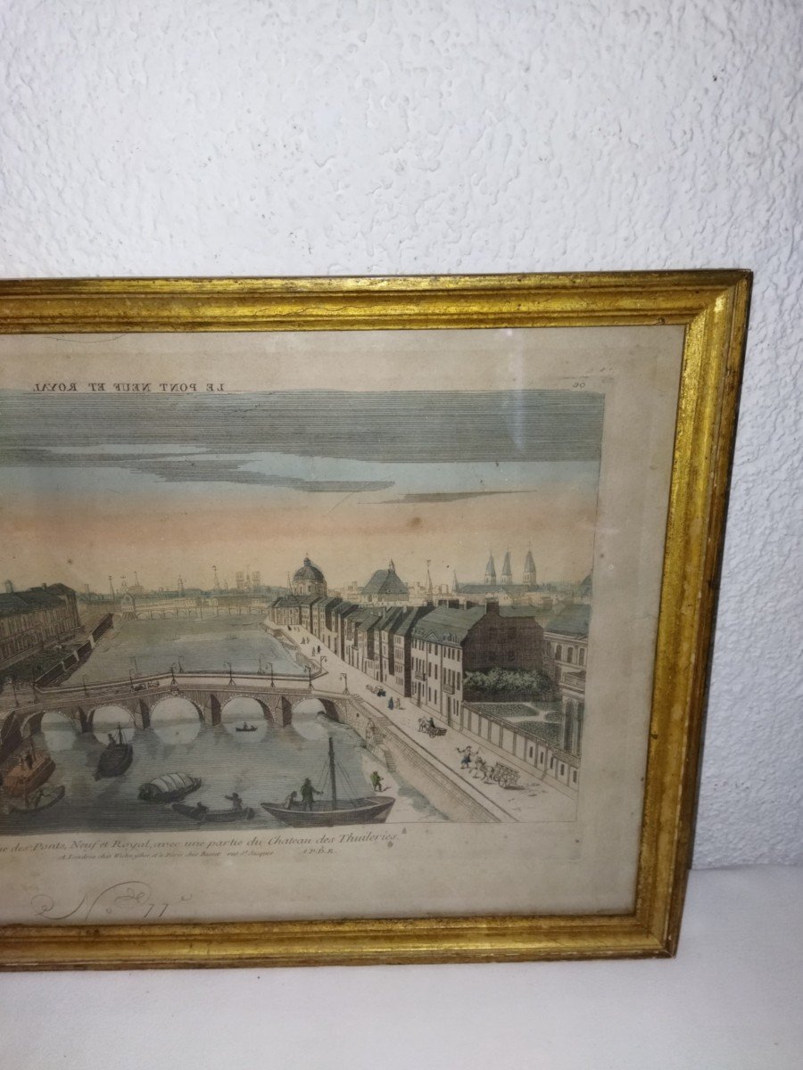 Vue d'Optique De Paris Et Son Cadre Doré :  Les Tuileries, Le Pont Neuf, Le Pont Royal-photo-3