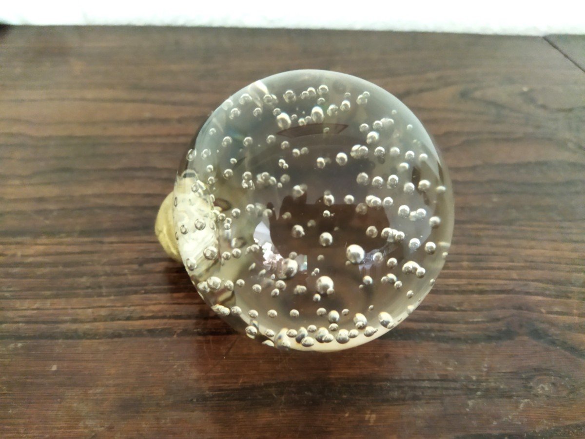 Antique Stair Ball In Bubbled Crystal, Late 19th Century-photo-1