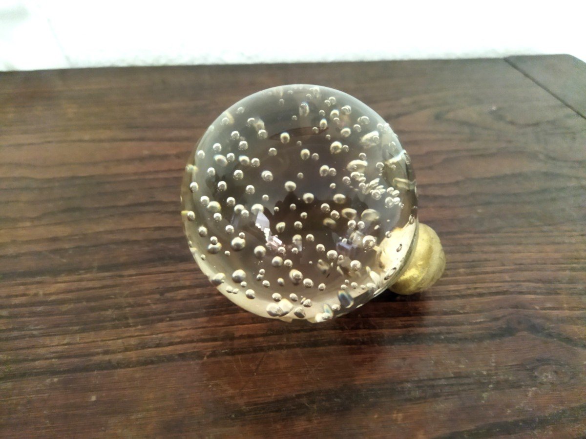 Antique Stair Ball In Bubbled Crystal, Late 19th Century-photo-2