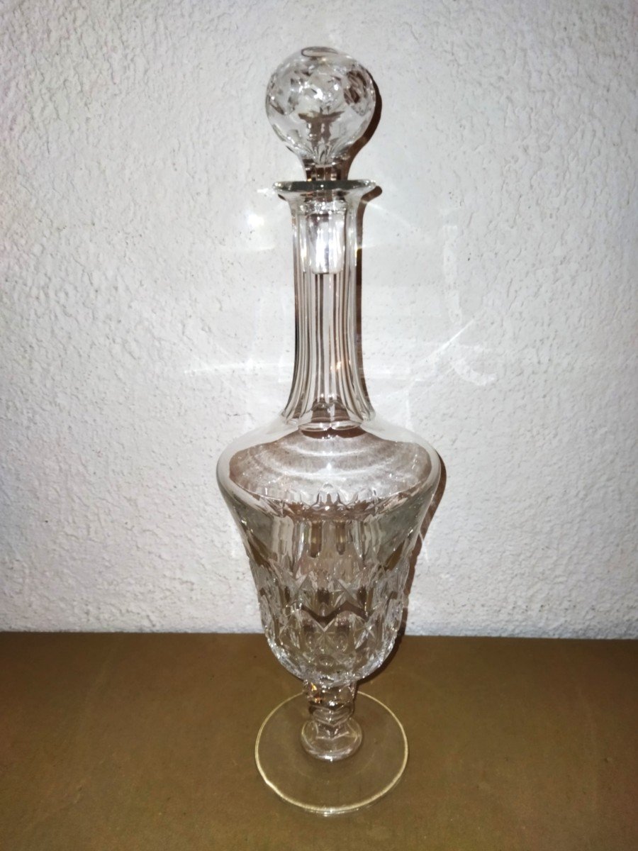 Baccarat Grande Carafe En Cristal Taillé Sur Piédouche-photo-3