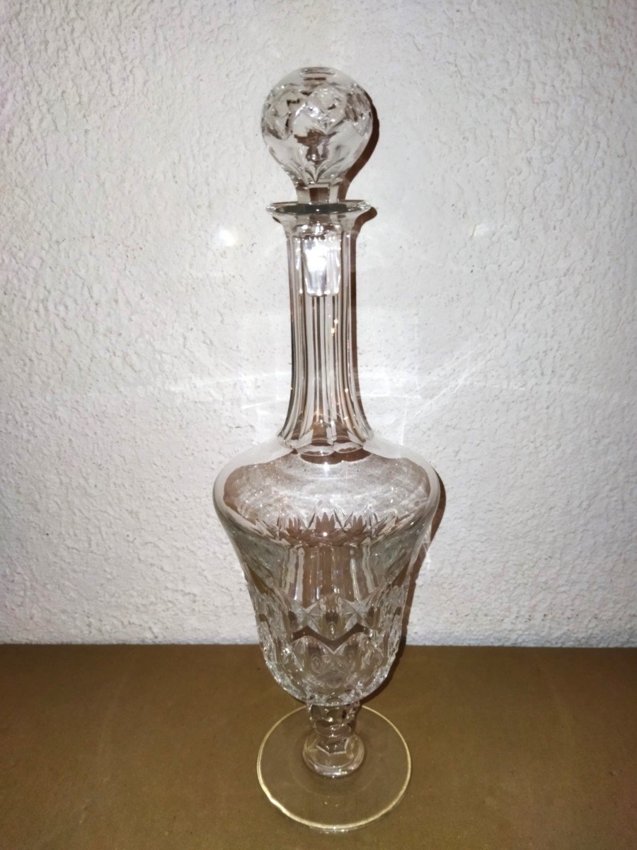 Baccarat Grande Carafe En Cristal Taillé Sur Piédouche-photo-4