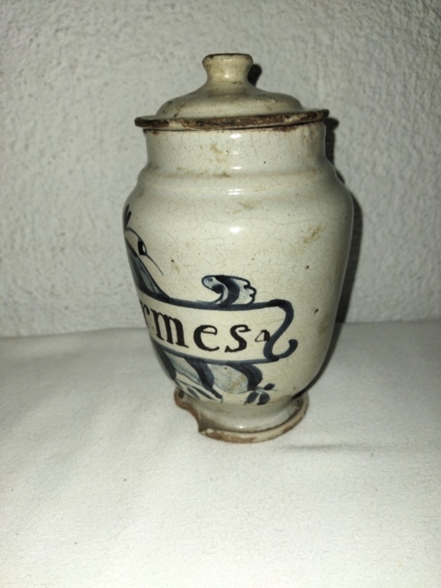 Antique Apothecary Jar "alkermes" Ointment Pharmacy Jar XVIII-photo-2