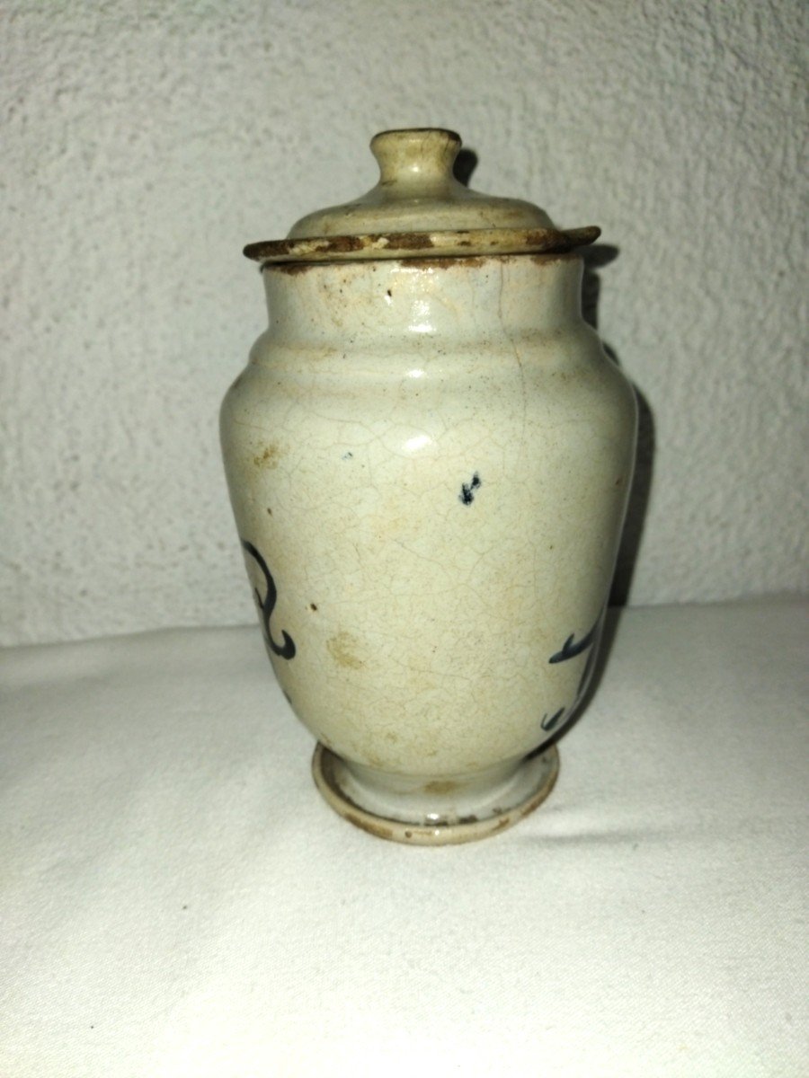 Antique Apothecary Jar "alkermes" Ointment Pharmacy Jar XVIII-photo-3