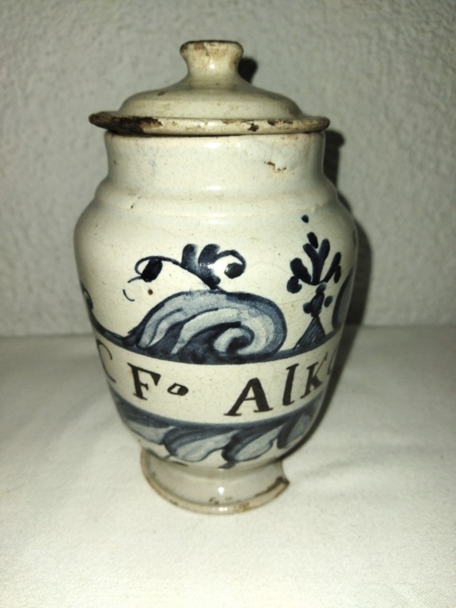 Antique Apothecary Jar "alkermes" Ointment Pharmacy Jar XVIII-photo-8