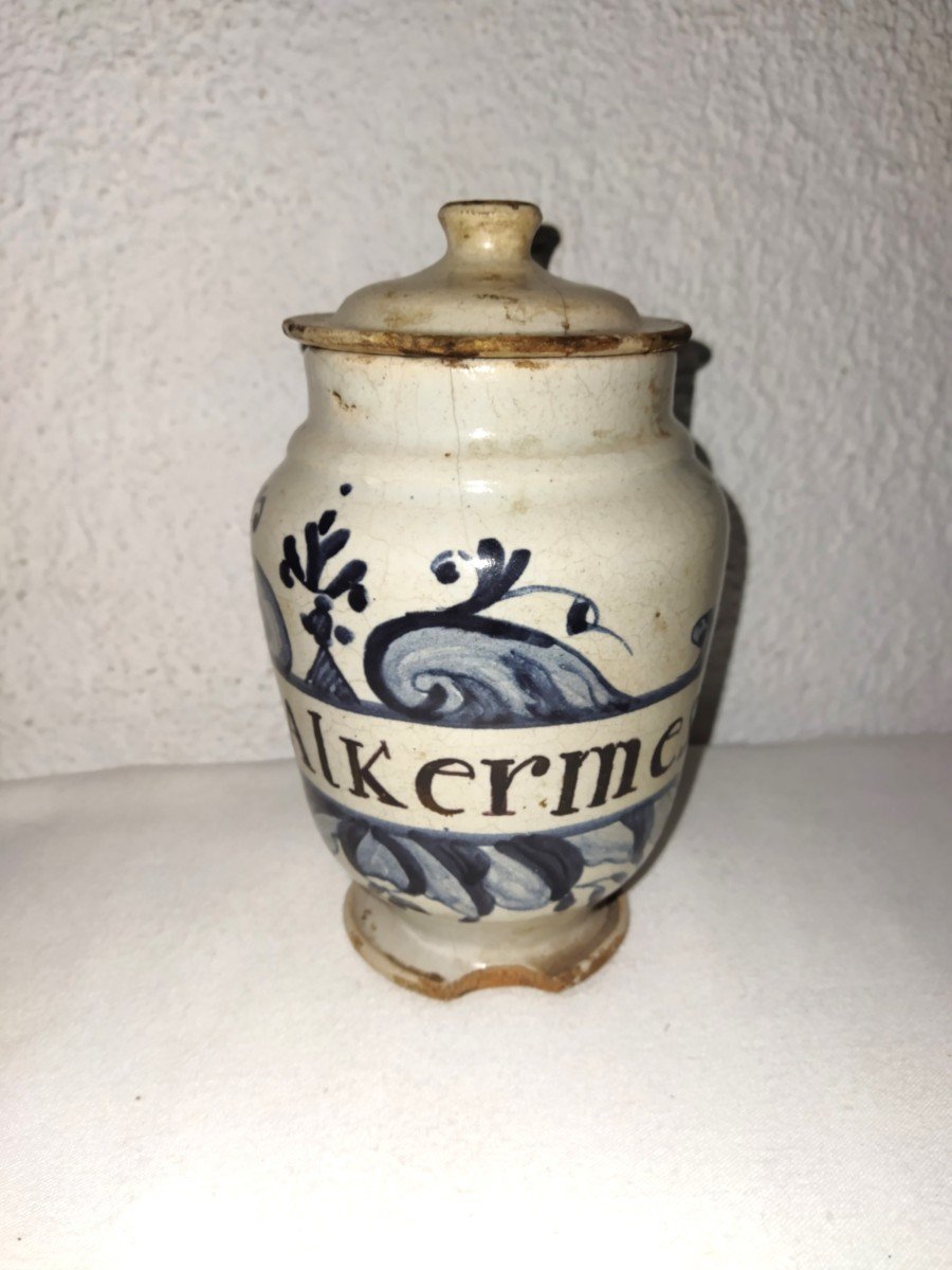 Antique Apothecary Jar "alkermes" Ointment Pharmacy Jar XVIII