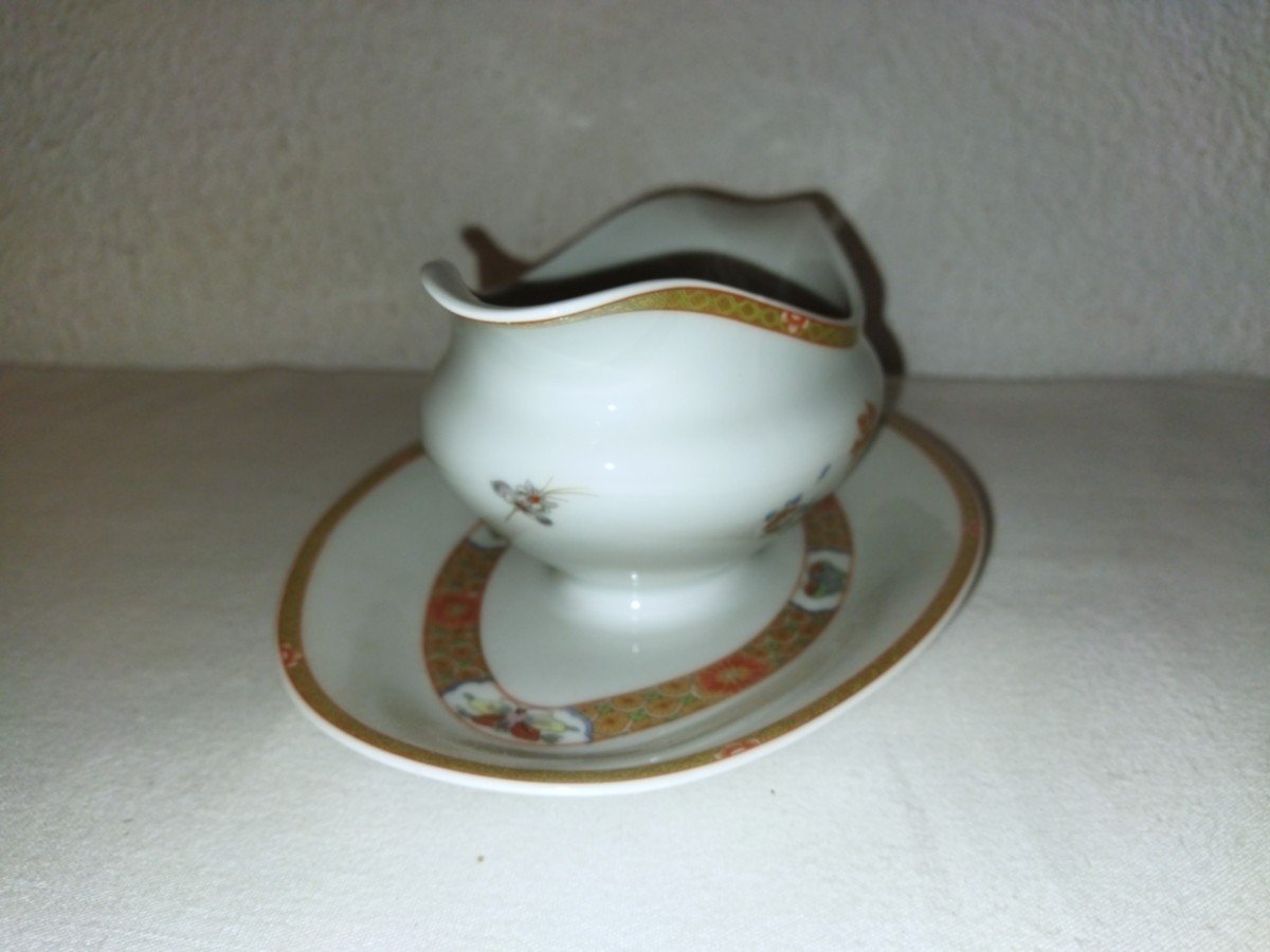 Limoges Bernardaud "masterpiece" Porcelain Sauce Boat Decor Inspired By King-to-tchen-photo-2