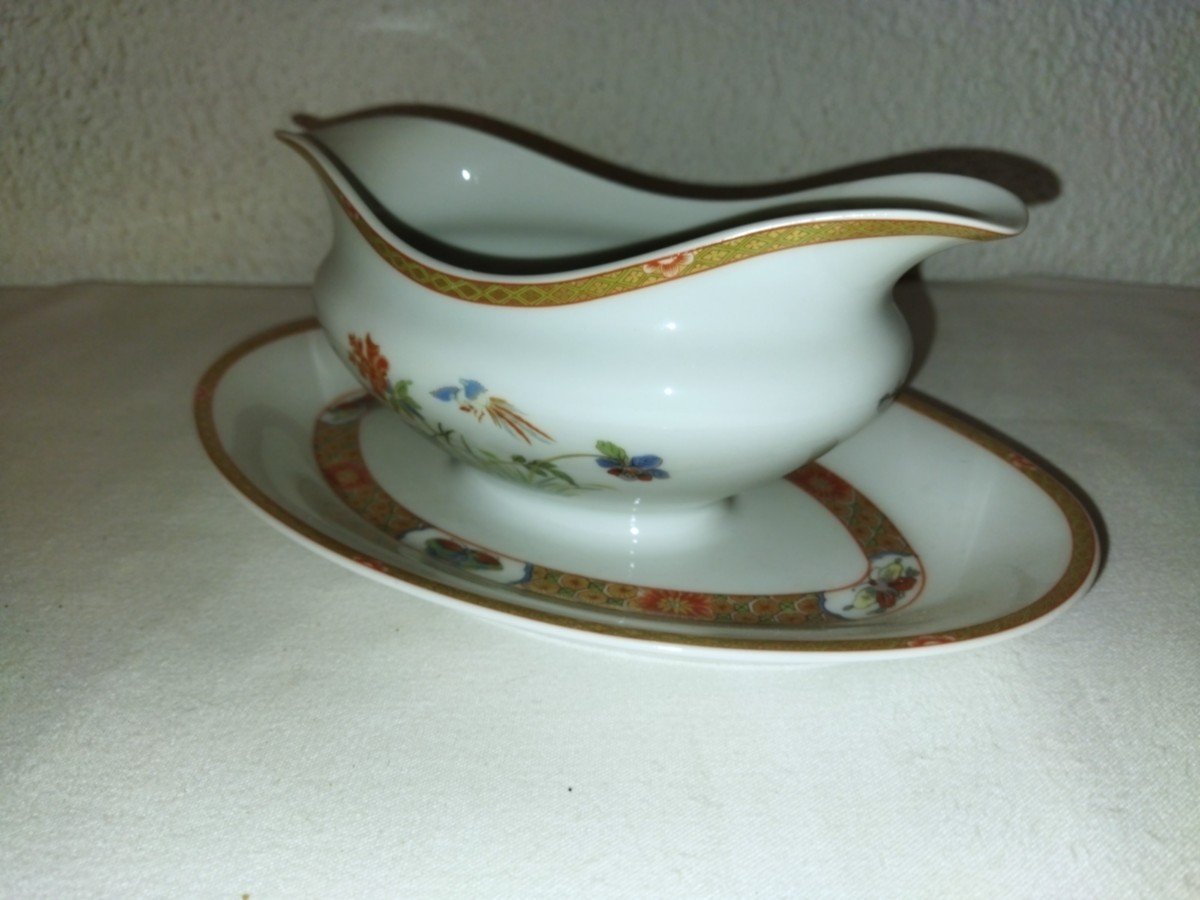 Limoges Bernardaud "masterpiece" Porcelain Sauce Boat Decor Inspired By King-to-tchen-photo-3