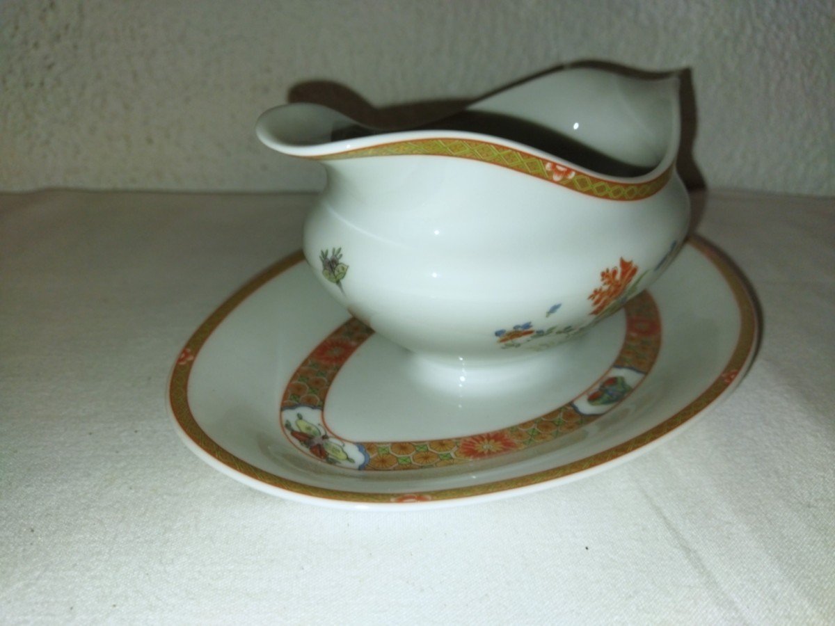 Limoges Bernardaud "masterpiece" Porcelain Sauce Boat Decor Inspired By King-to-tchen-photo-4