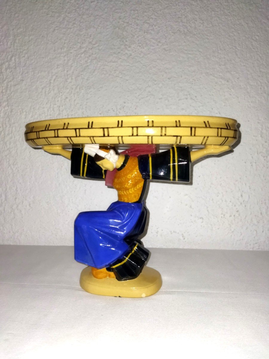 Henriot Quimper "bigouden" Art Deco Ceramic Centerpiece By Charles Maillard