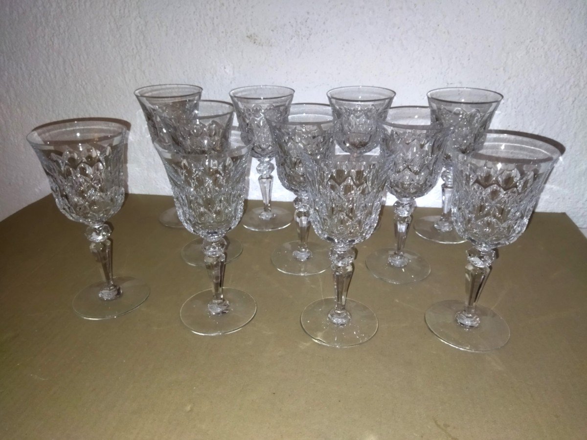 Baccarat 11 Antique Cut Crystal Water Glasses With Their Original Boxes-photo-2