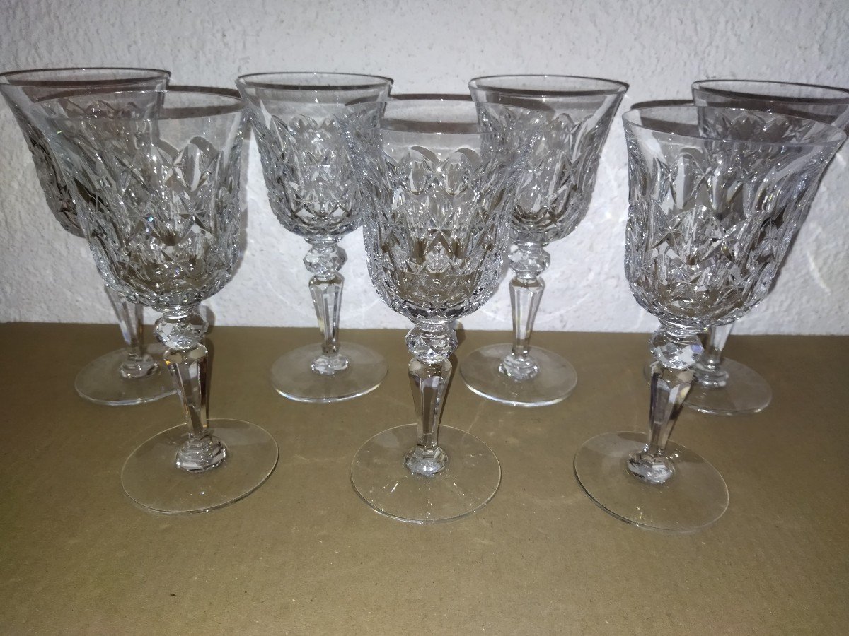 Baccarat 11 Antique Cut Crystal Water Glasses With Their Original Boxes-photo-3