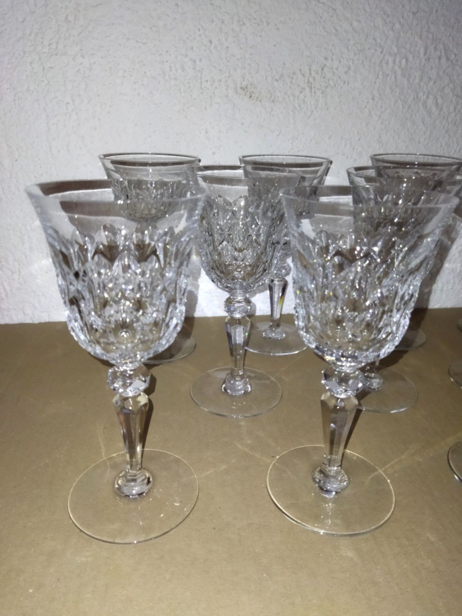 Baccarat 11 Antique Cut Crystal Water Glasses With Their Original Boxes-photo-1