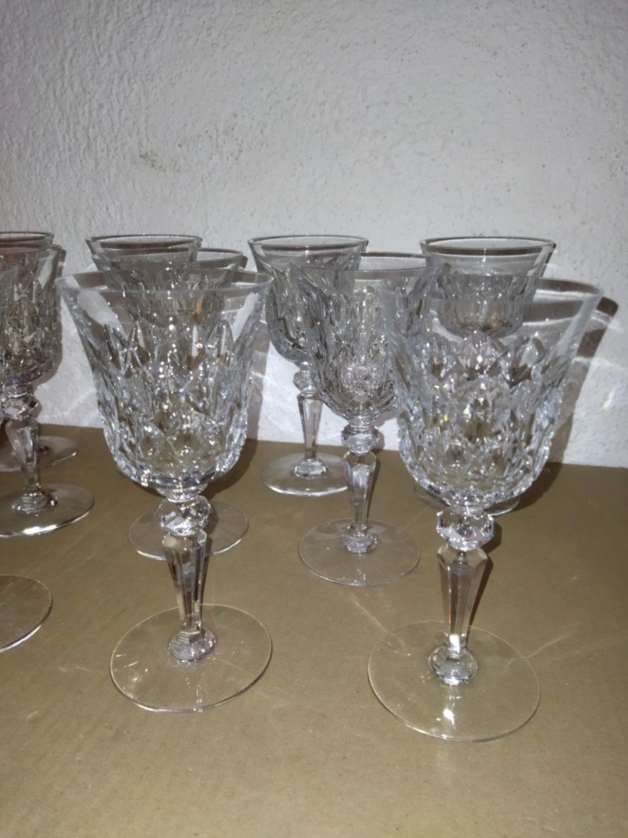 Baccarat 11 Antique Cut Crystal Water Glasses With Their Original Boxes-photo-2