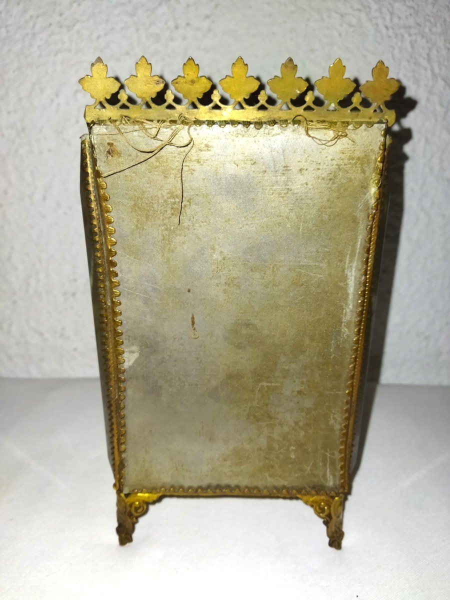 Napoleon III Padded Bottle Box Brass And Beveled Glass-photo-3