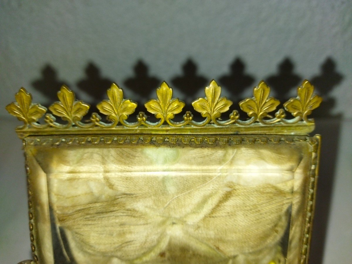 Napoleon III Padded Bottle Box Brass And Beveled Glass-photo-1