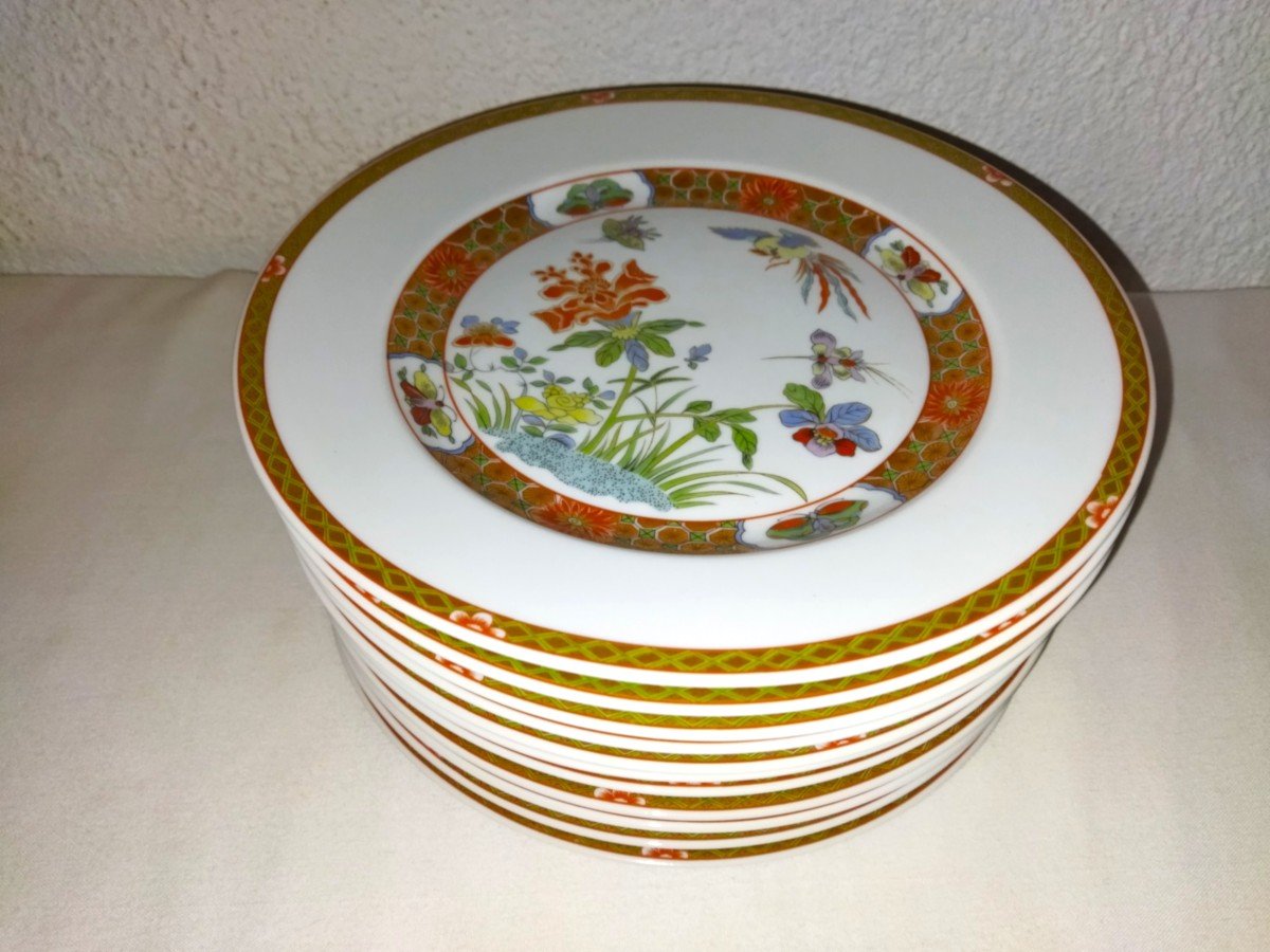 Bernardaud Limoges 11 Flat Plates "masterpiece" King-to-tchen Decor