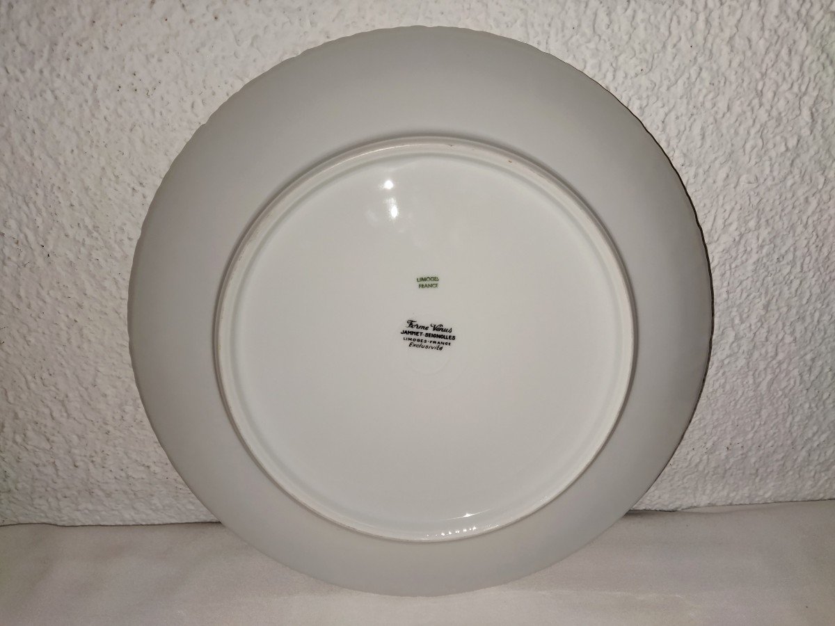 LIMOGES  Jammet-Seignolles "Vénus" Plat De Service En Porcelaine Rond Et Creux 27cms-photo-3