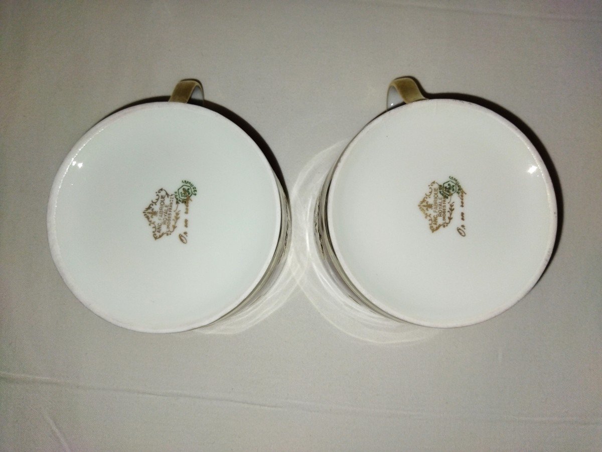 Limoges "empire" Breakfast Set In Gilded Porcelain  With Decor With Bees And Laurel Wreath-photo-2