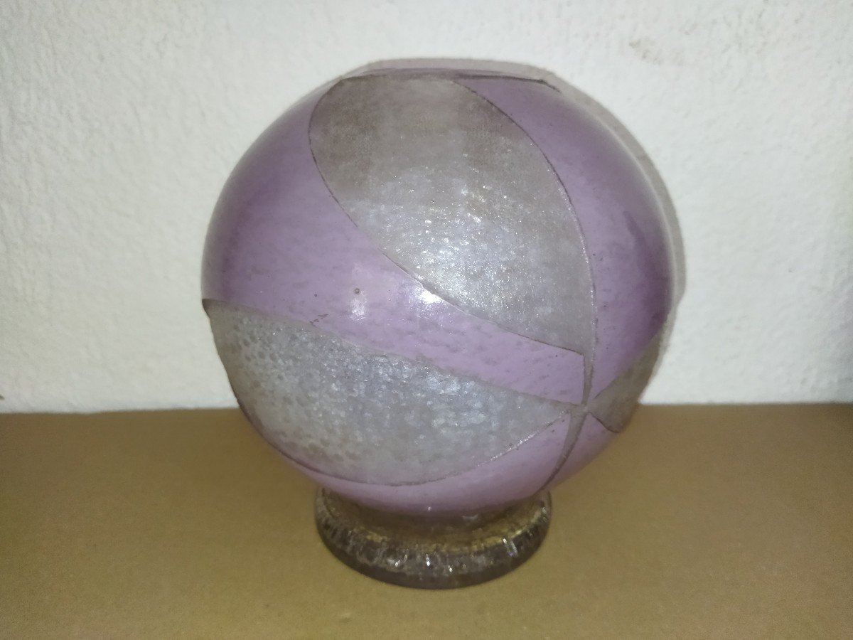 Degué Guéron Art Deco 2 Tone Molded Glass Ball Vase Collection