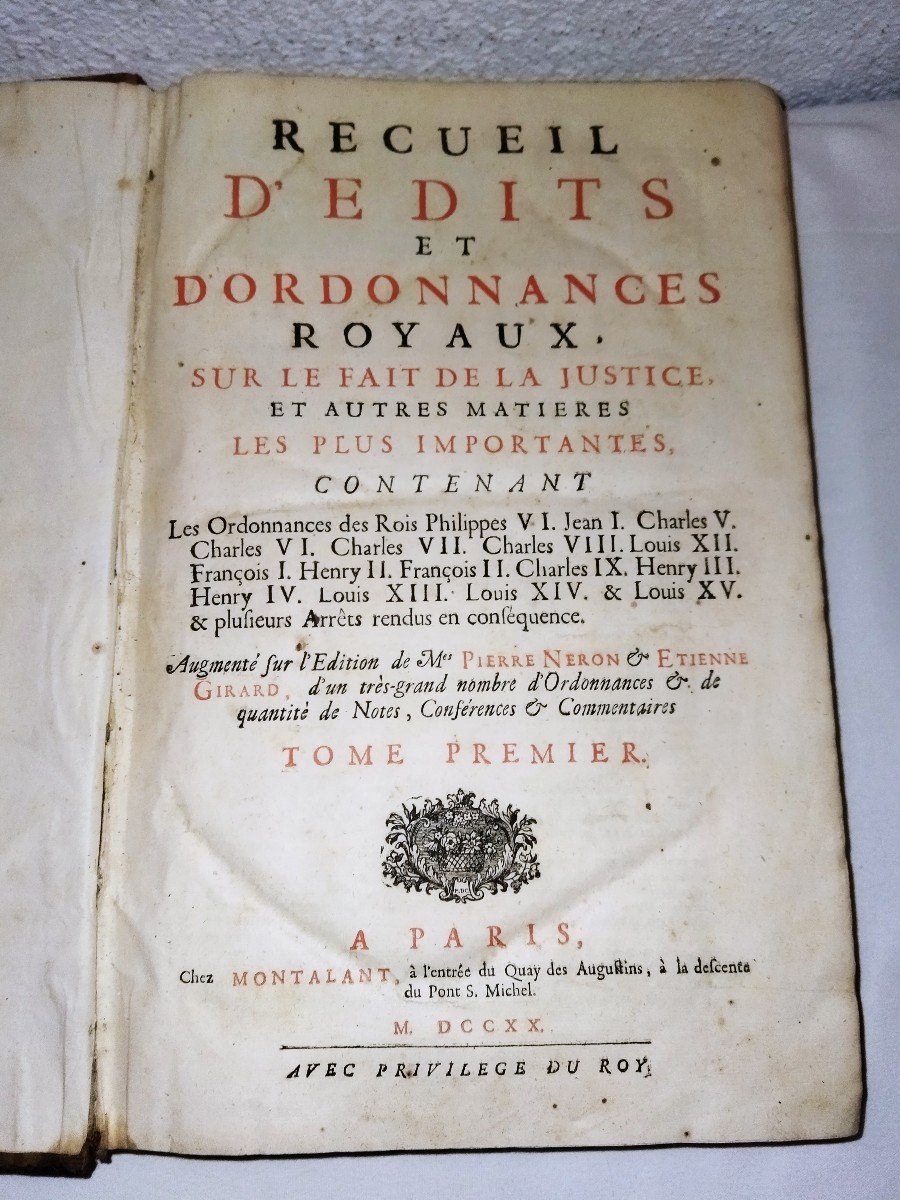 RECUEILS ÉDITS ET ORDONNACES ROYAUX  Monarchie Française Législation P. Néron & E. Girard  1720-photo-7