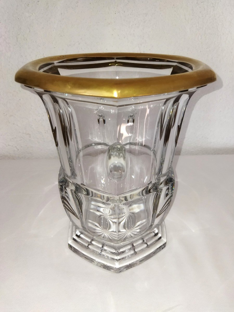 Champagne Bucket In Cut Crystal And 24 Carat Gilding Tableware -photo-2