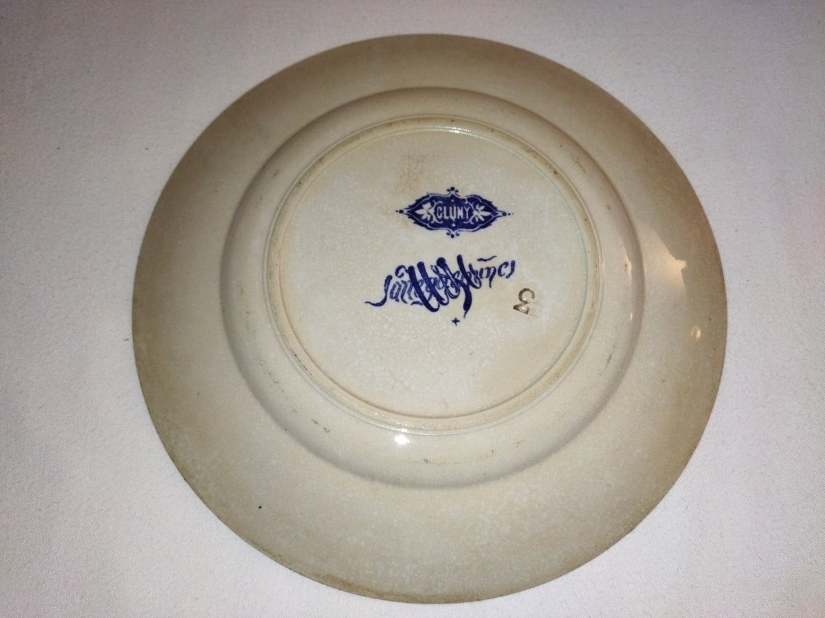 Sarreguemines "cluny" Earthenware Plate With Blue Floral Pattern Collection-photo-1