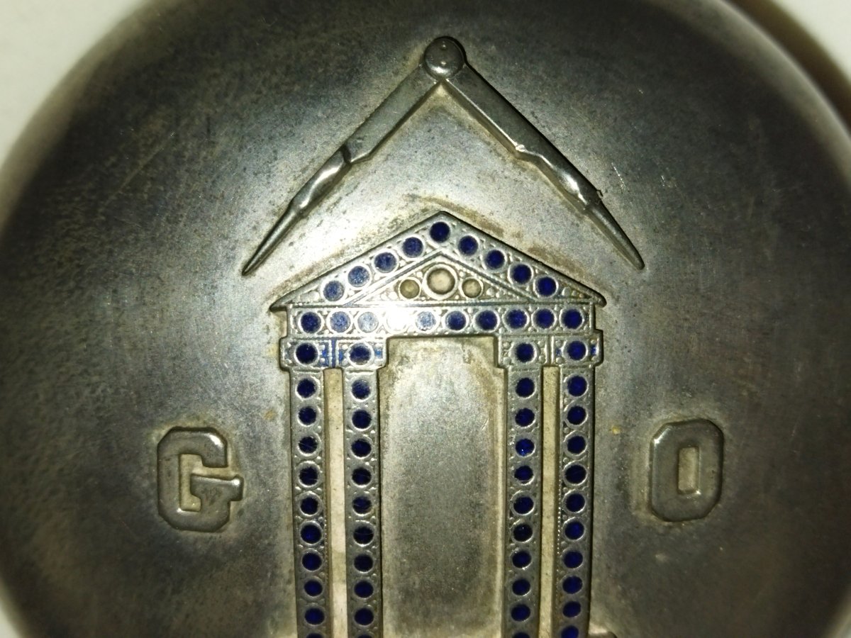 Freemasonry Ancient Spherical Metal Box With The Initials Of The Grand Orient-photo-3