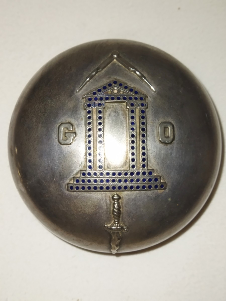 Freemasonry Ancient Spherical Metal Box With The Initials Of The Grand Orient