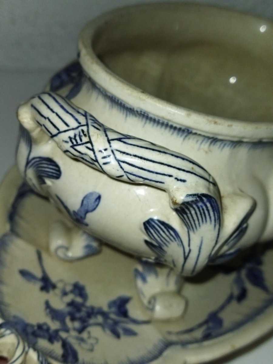 Jules Vieillard Bordeaux Old Sauceboat Pedestrian Model "chevreuse" Faience Collection -photo-2