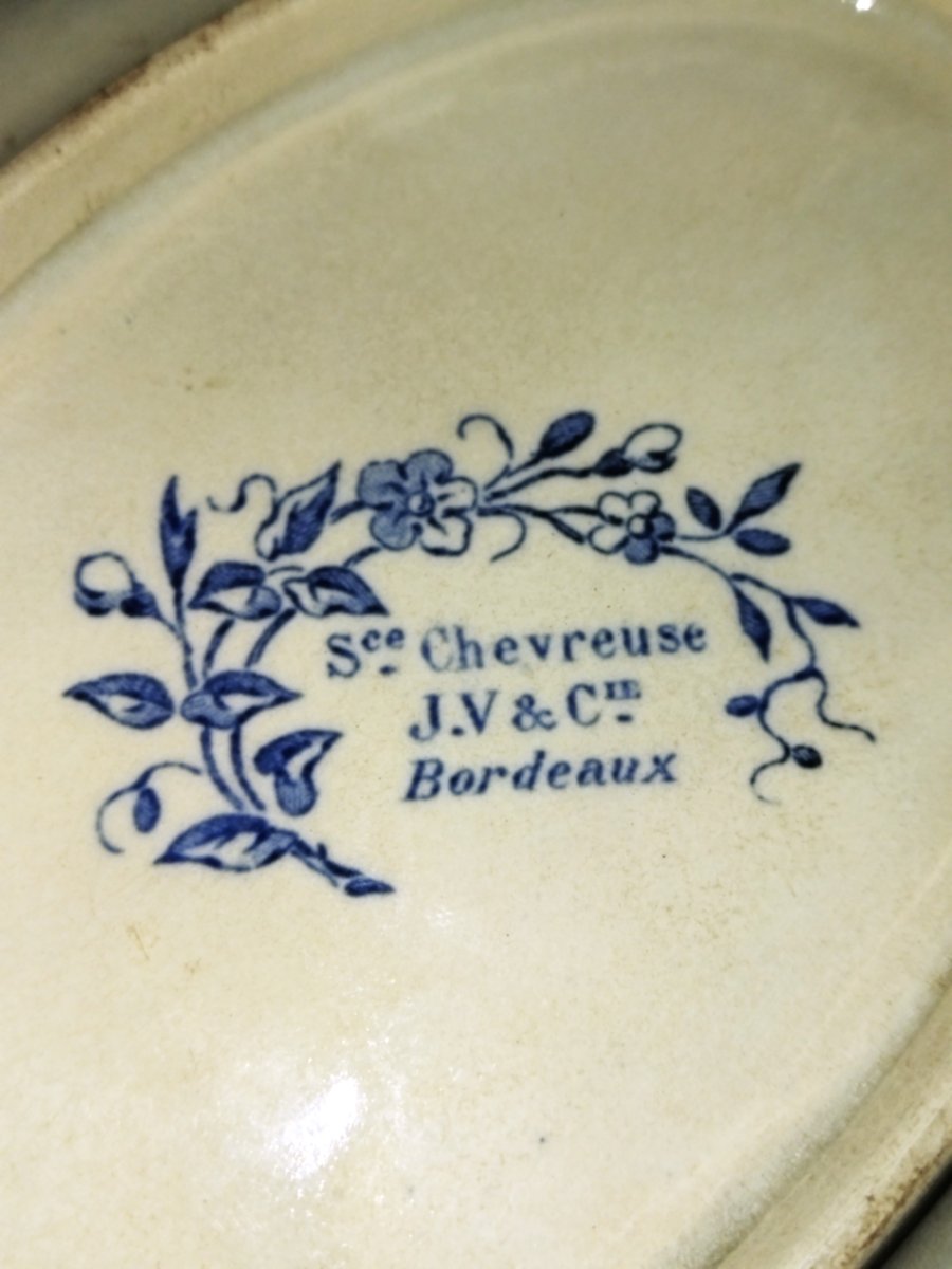 Jules Vieillard Bordeaux Old Sauceboat Pedestrian Model "chevreuse" Faience Collection -photo-7