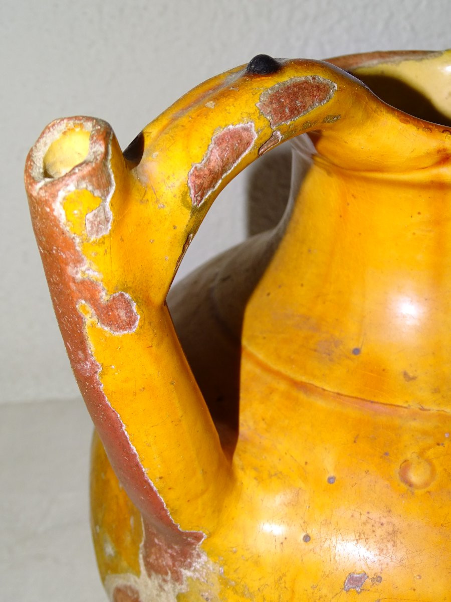 Orjol Gargoulette Antique Water Jug Glazed Orange Yellow Collectible Pottery-photo-4