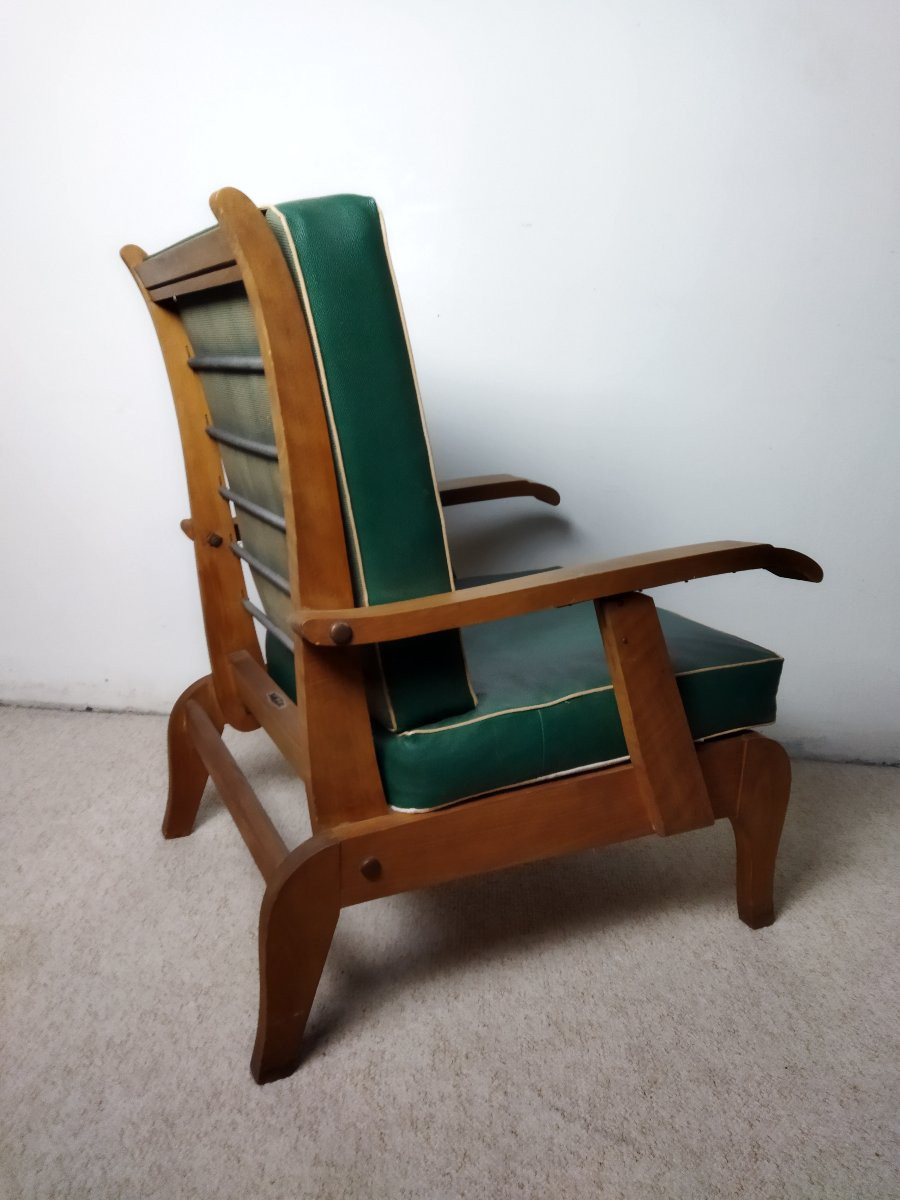 Vintage 4 Position Relaxation Deckchair From The 50s  -photo-3