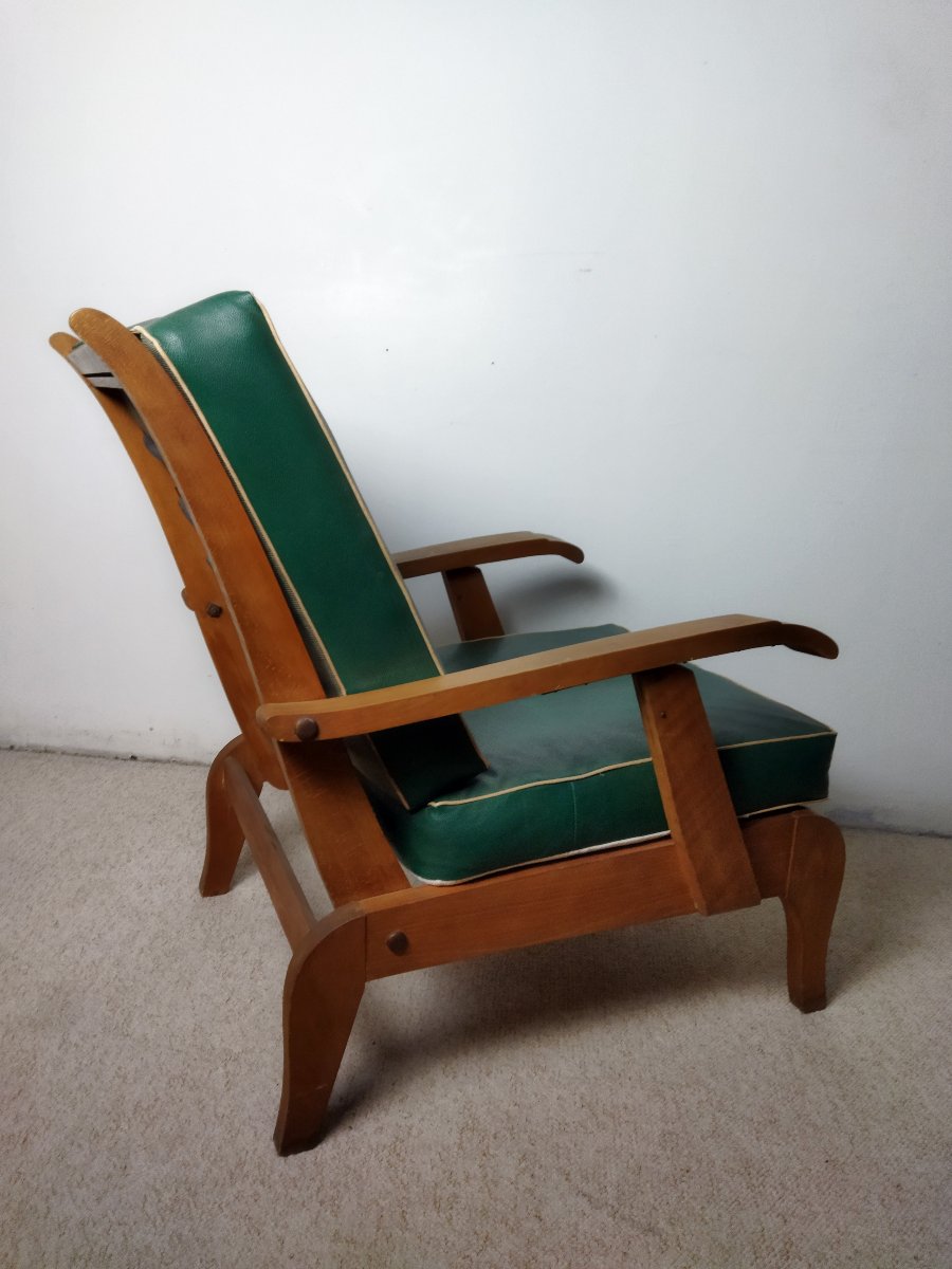 Vintage 4 Position Relaxation Deckchair From The 50s  -photo-4