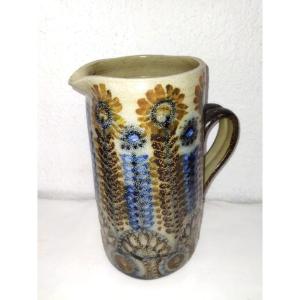 Keraluc Large Pitcher From The 70s Enameled Ceramic Carafe Jean-claude Courjault